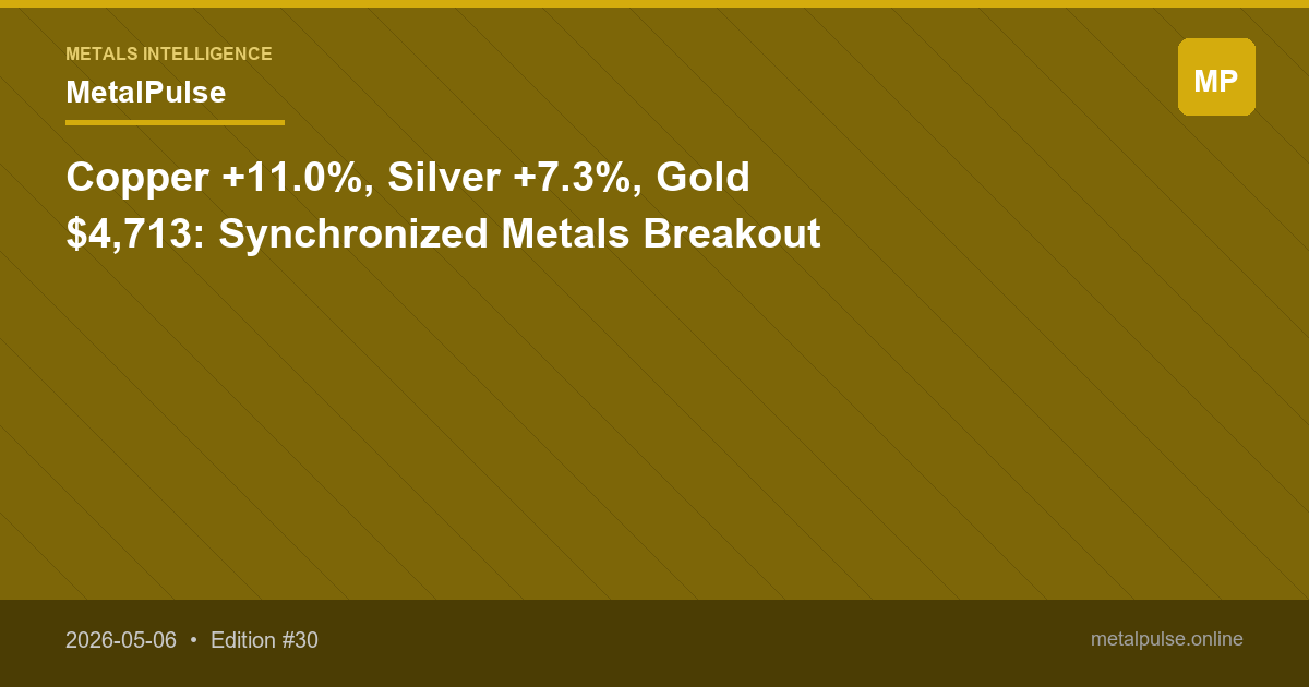 Copper +11.0%, Silver +7.3%, Gold $4,713: Synchronized Metals Breakout
