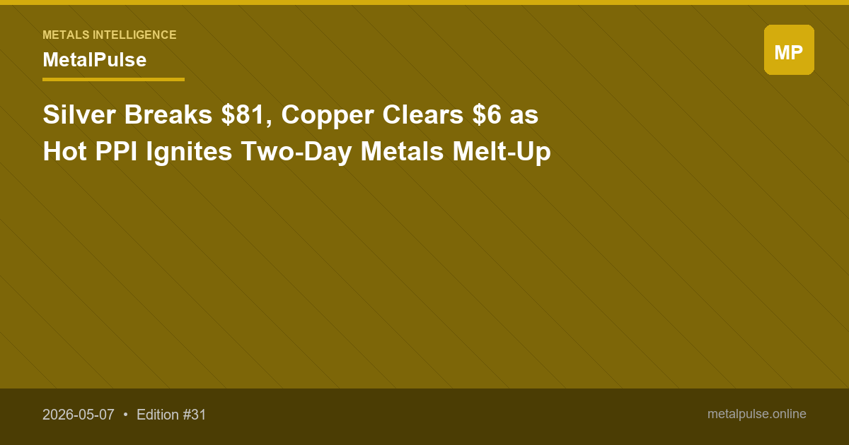 Silver Breaks $81, Copper Clears $6 as Hot PPI Ignites Two-Day Metals Melt-Up