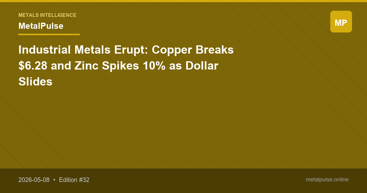 Industrial Metals Erupt: Copper Breaks $6.28 and Zinc Spikes 10% as Dollar Slides