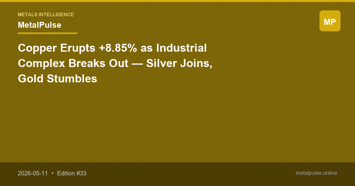 Copper Erupts +8.85% as Industrial Complex Breaks Out — Silver Joins, Gold Stumbles
